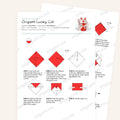 Origami Lucky Cat Printable Instructions, a printable PDF of step-by-step origami folding diagrams