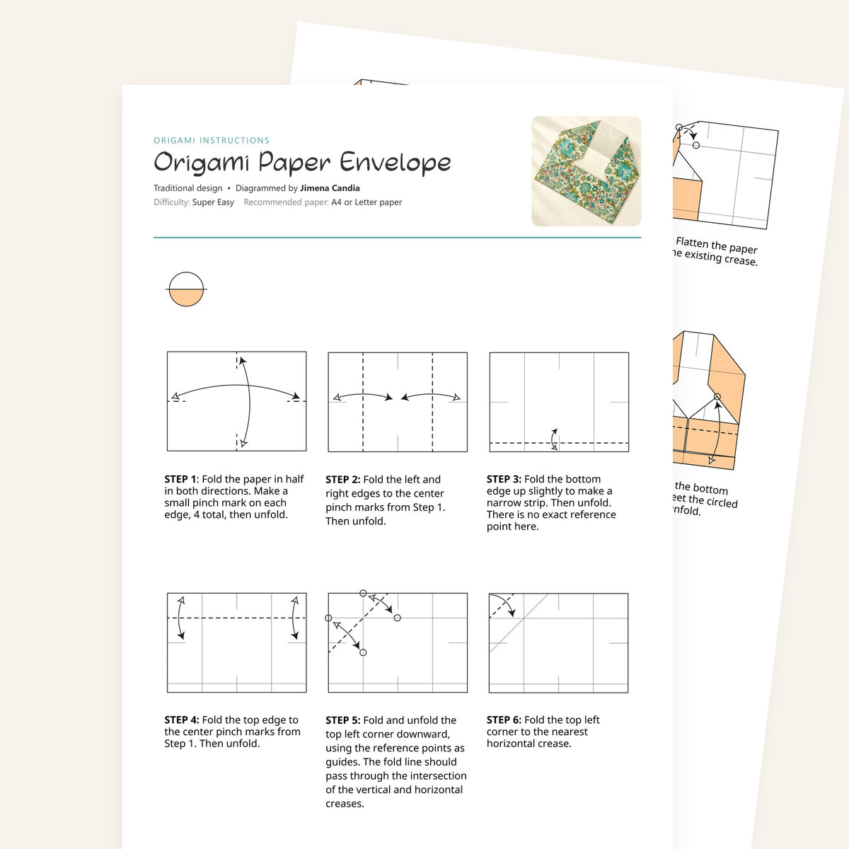Origami Paper Envelope Printable Instructions, a printable PDF of step-by-step origami folding diagrams