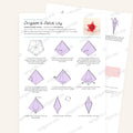 Origami 5-Petal Lily Printable Instructions, a printable PDF of step-by-step origami folding diagrams