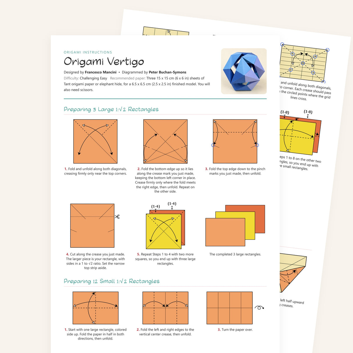 Origami Vertigo Printable Instructions, a printable PDF of step-by-step origami folding diagrams