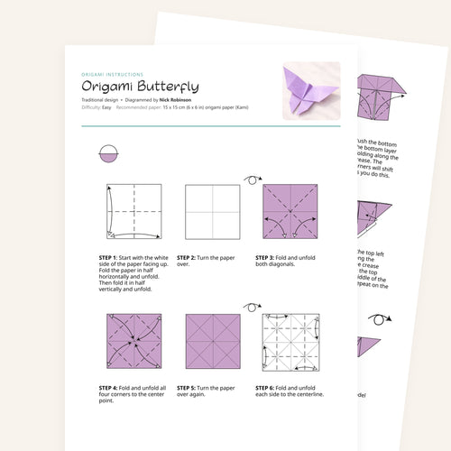 Origami Easy Origami Butterfly Printable Instructions, a printable PDF of step-by-step origami folding diagrams