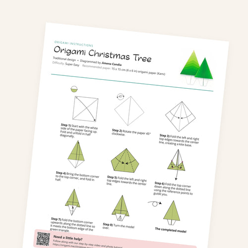 Origami Easy Origami Christmas Tree Printable Instructions, a printable PDF of step-by-step origami folding diagrams