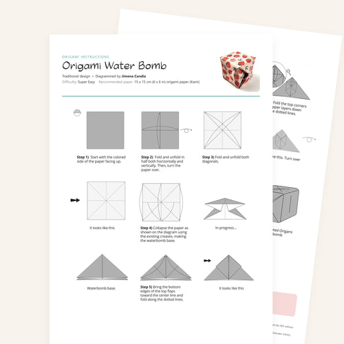 Origami Easy Origami Water Bomb Printable Instructions, a printable PDF of step-by-step origami folding diagrams