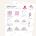 Origami Lily Flower Printable Instructions, a printable PDF of step-by-step origami folding diagrams
