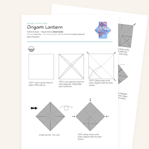 Origami Easy Origami Lantern Printable Instructions, a printable PDF of step-by-step origami folding diagrams