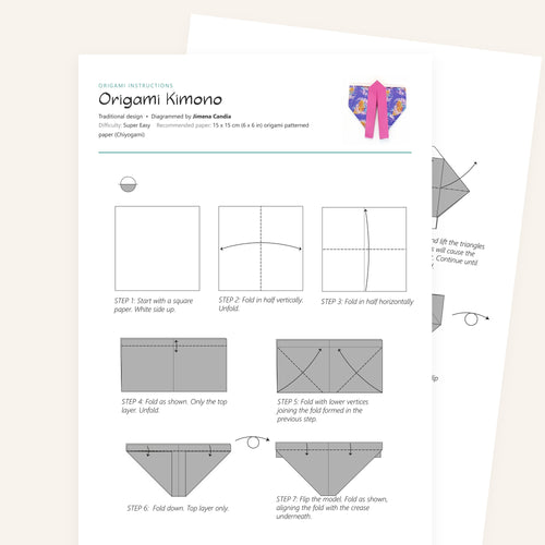 Origami Easy Origami Kimono Printable Instructions, a printable PDF of step-by-step origami folding diagrams