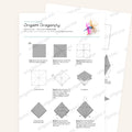 Origami Dragonfly Printable Instructions, a printable PDF of step-by-step origami folding diagrams