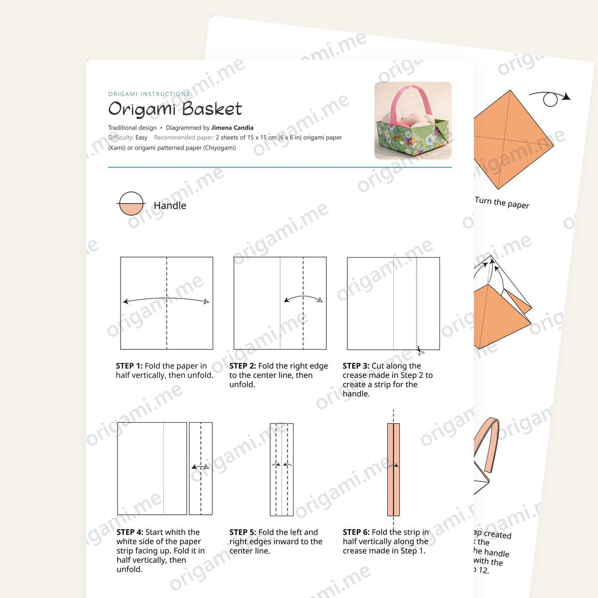 Origami Basket Printable Instructions, a printable PDF of step-by-step origami folding diagrams