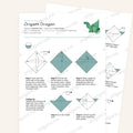 The Origami Dragon printable instructions, a five-page PDF of step-by-step folding diagrams