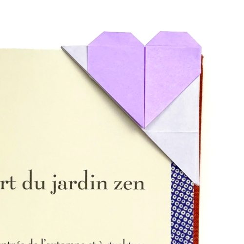 Origami Heart Corner Bookmark, the finished model
